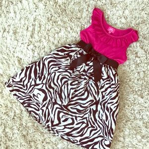 💥Girls zebra and pink dress 6X